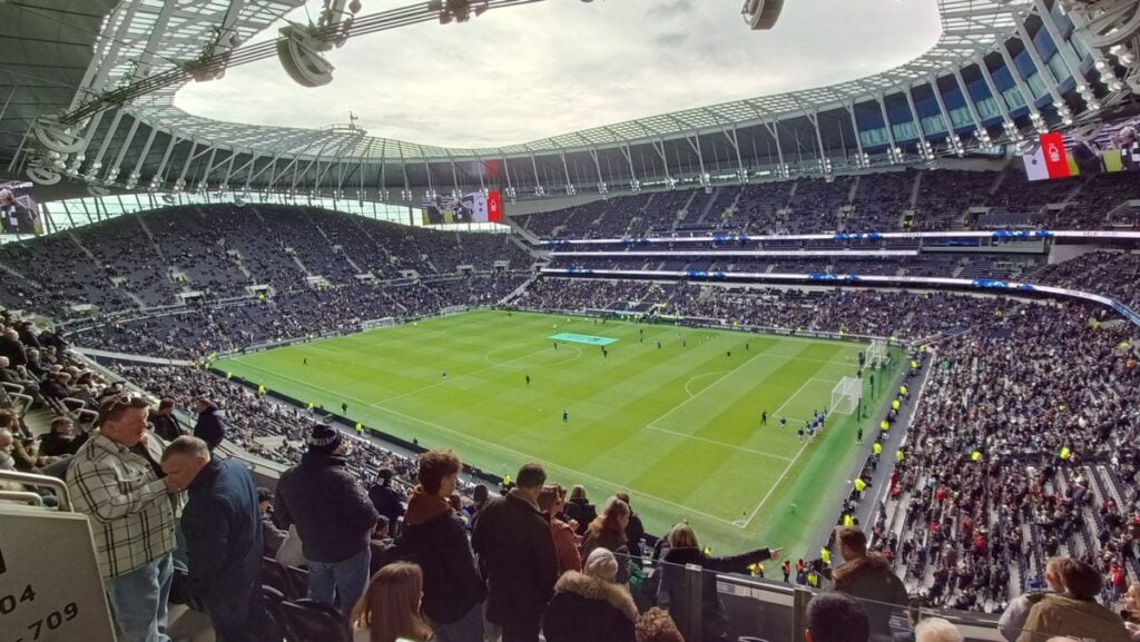 Inside the Tottenham Hotspur Stadium from the East stand.