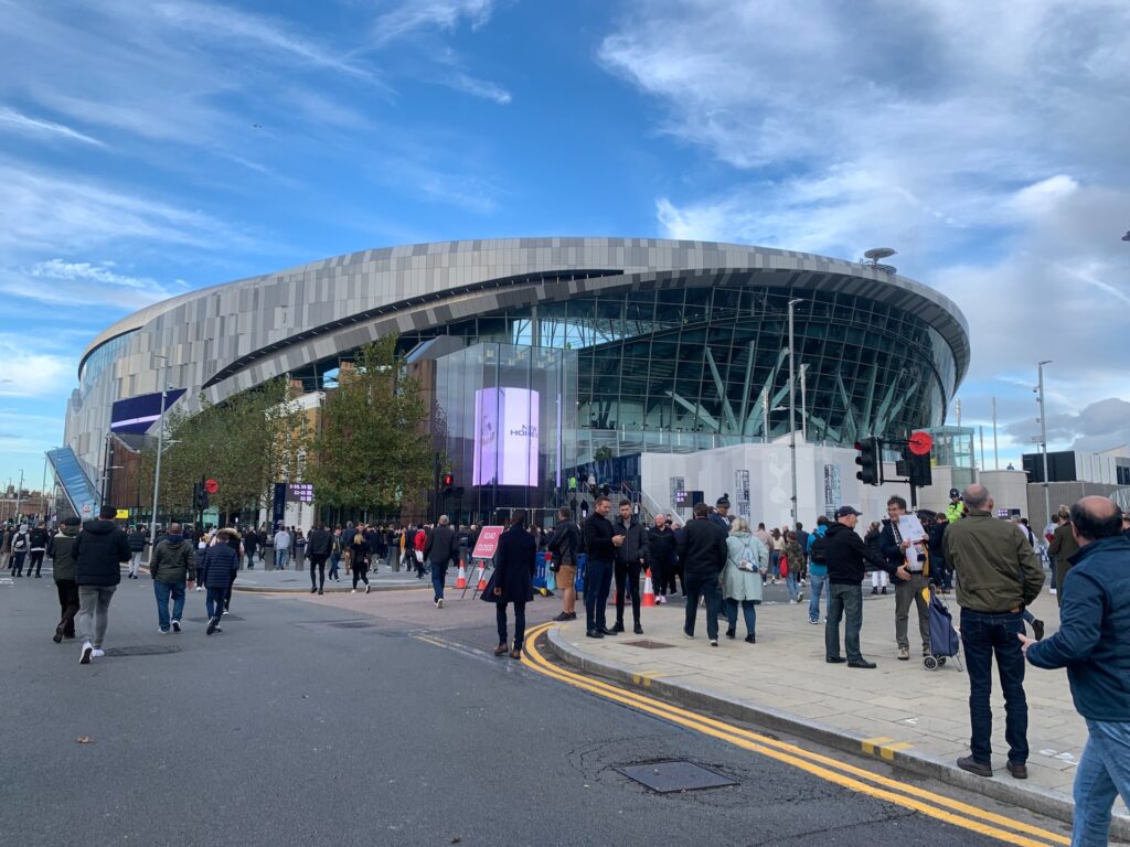 Tottenham Hotspur Stadium taken from outside of the stadium from the high road
